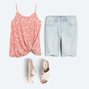 KAILEIGH Crystal Twist Detail Knit Tank